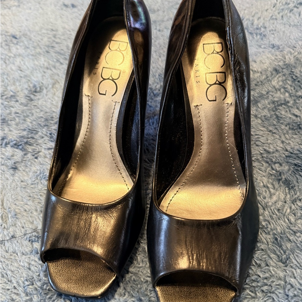 BCBG Black Peep Toe Heels